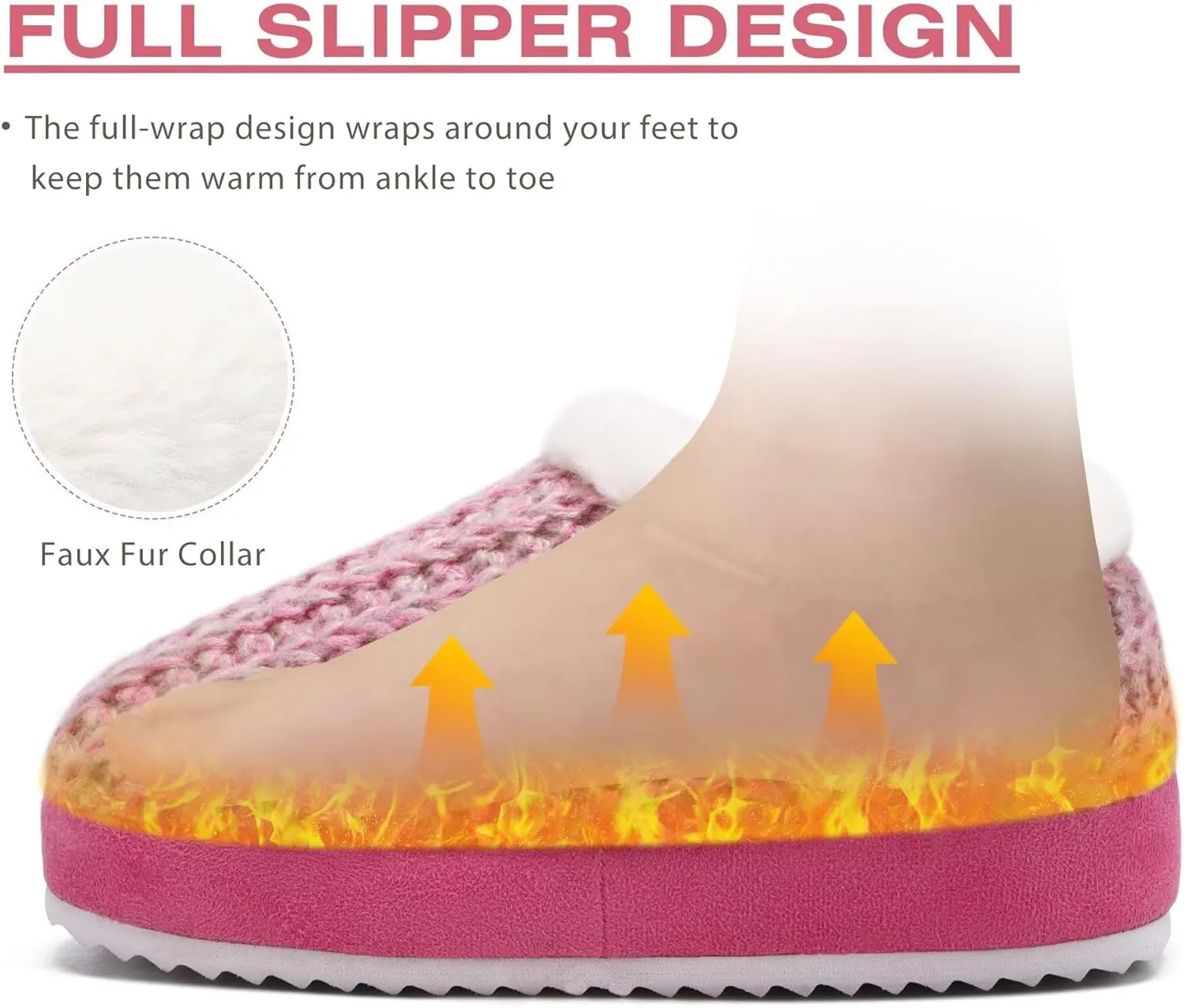 KuaiLu Womens House Platform Slippers Cozy Fuzzy Plush Knit Slipper Ladies Warm Fur Lined Winter Slip On Home Bedroom Thick Cushion Shoes Indoor Outdoor Hard Sole
