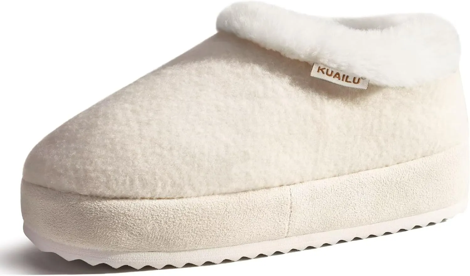 KuaiLu Womens House Platform Slippers Cozy Fuzzy Plush Knit Slipper Ladies Warm Fur Lined Winter Slip On Home Bedroom Thick Cushion Shoes Indoor Outdoor Hard Sole