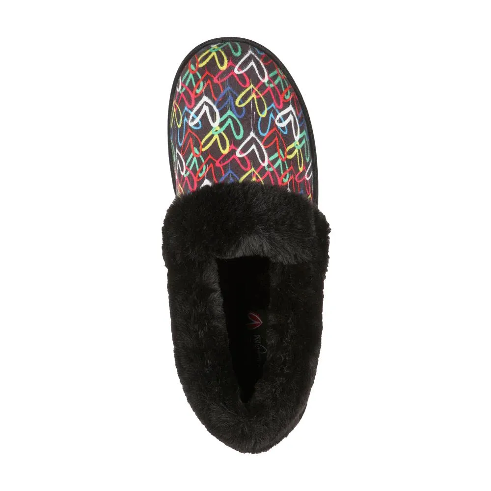LADIES SKECHERS TOO COZY LODGE LOVE BLACK MULTI SLIPPERS 113610/BKMT