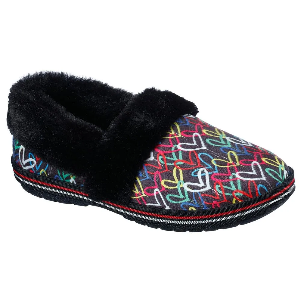LADIES SKECHERS TOO COZY LODGE LOVE BLACK MULTI SLIPPERS 113610/BKMT