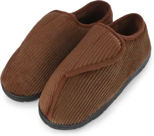 LARGERED Mens Slippers Arthritis Puffy Edema Feet House Bedroom Shoes,Winter Padded Warm Indoor Outdoor Adjustable Wide Boot Slippers