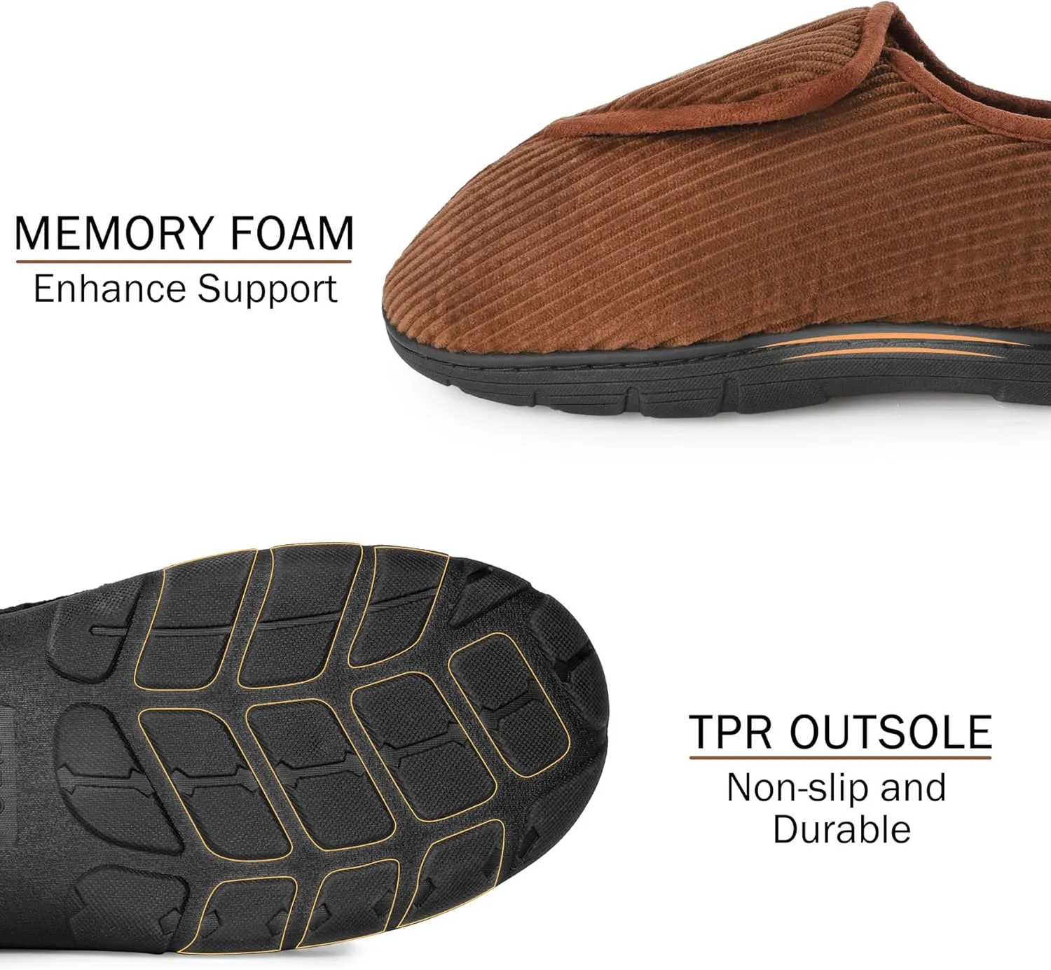 LARGERED Mens Slippers Arthritis Puffy Edema Feet House Bedroom Shoes,Winter Padded Warm Indoor Outdoor Adjustable Wide Boot Slippers