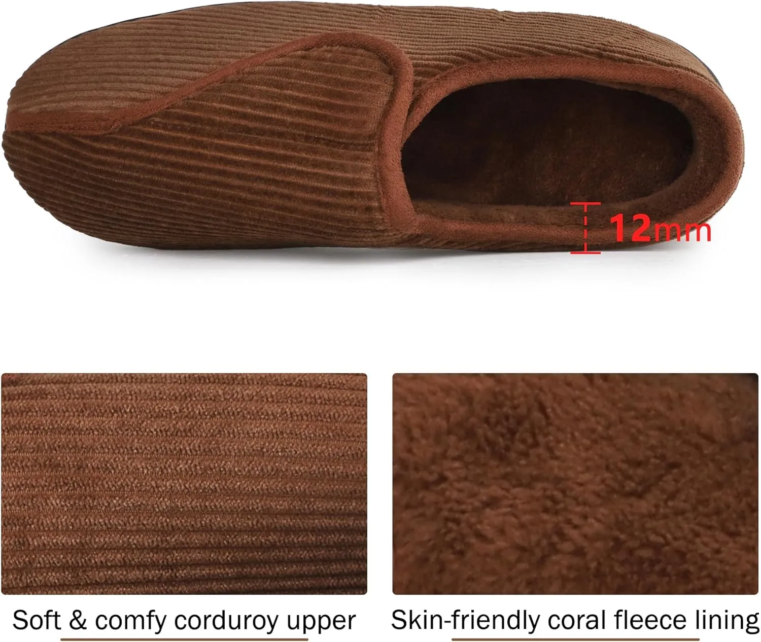 LARGERED Mens Slippers Arthritis Puffy Edema Feet House Bedroom Shoes,Winter Padded Warm Indoor Outdoor Adjustable Wide Boot Slippers