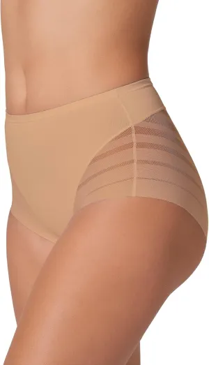 Leonisa High Waisted Invisible Tummy Control Shapewear for Women - Stripe Lace Ladies Underwear Panties