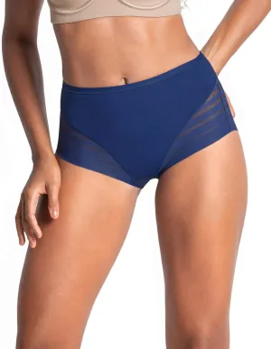 Leonisa Invisible High Waisted Tummy Control Stripe Lace Underwear - Shapewear Panties for Women
