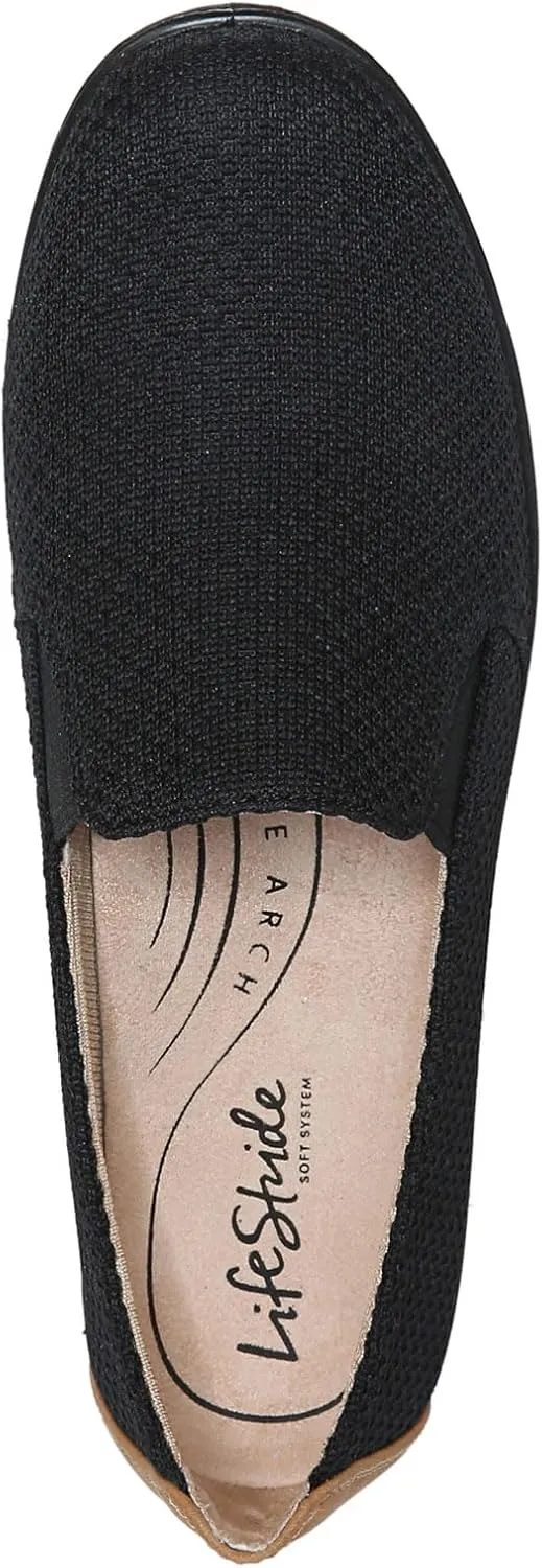 LifeStride Womens Next Level Slip-On Sneaker, Black/Tan, 11 US