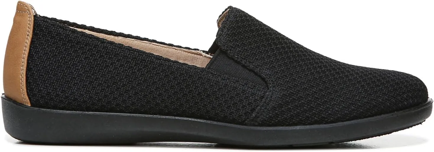 LifeStride Womens Next Level Slip-On Sneaker, Black/Tan, 11 US