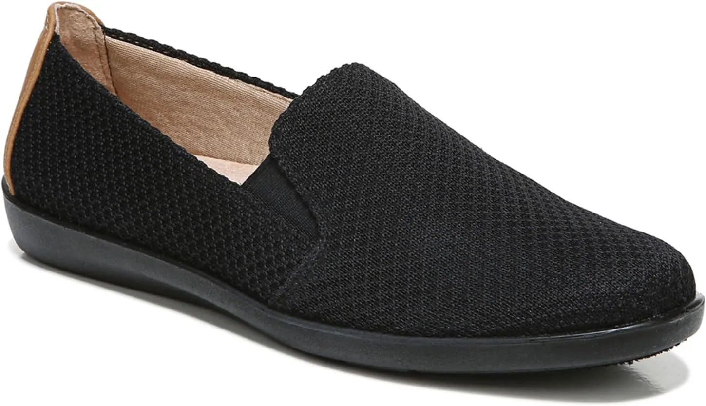 LifeStride Womens Next Level Slip-On Sneaker, Black/Tan, 11 US