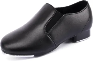 Linodes Unisex-Child Double Elastics Slip on Tap Shoe for Girls and Boys Tap Flat