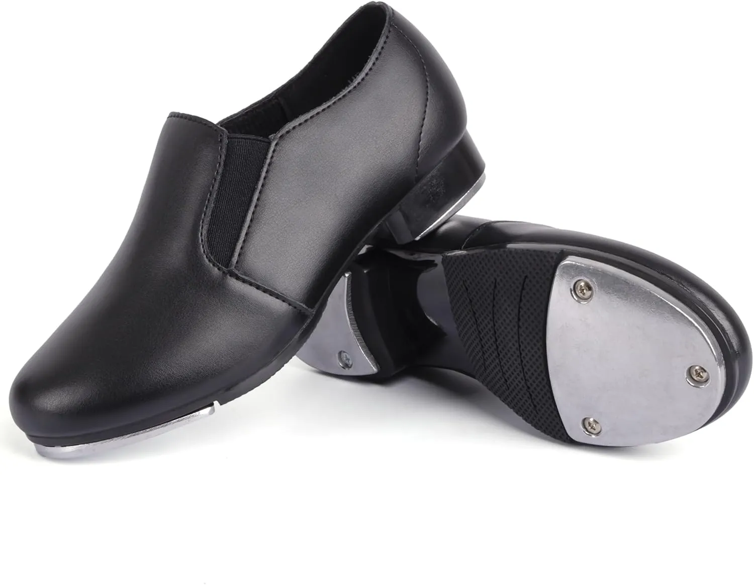 Linodes Unisex-Child Double Elastics Slip on Tap Shoe for Girls and Boys Tap Flat