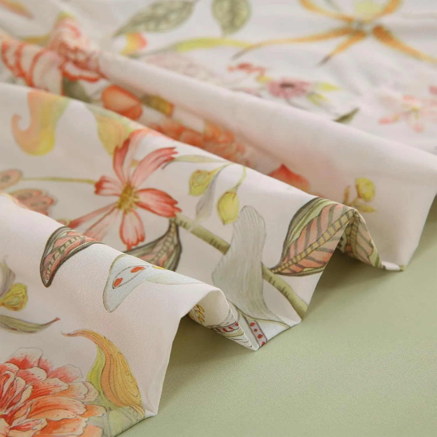 LONAVA Floral King Size Bed Sheet Set, 6 Piece, Deep Pocket Sage Green Fitted Sheet, Comfy & Breathable Patterned Flat Sheets, Premium Microfiber, Warm Flower Printed