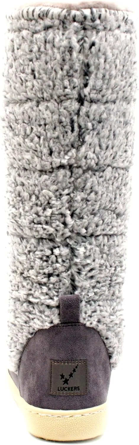 Luckers Women’s Two-Toned Tall Fluffy Slipper Boot