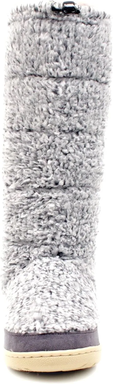 Luckers Women’s Two-Toned Tall Fluffy Slipper Boot