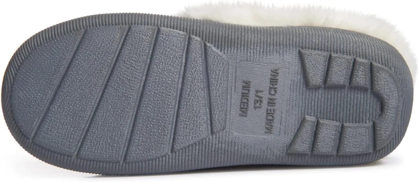 Lucky Brand Little Girls Rugged Microsuede Clog Slippers, Fuzzy Warm Bedroom Slipper, Kids Cozy Slip On House Shoes