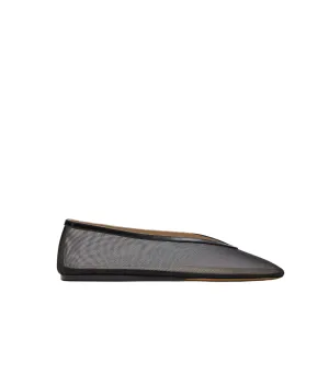 Luna Mesh Flat Slipper in Black