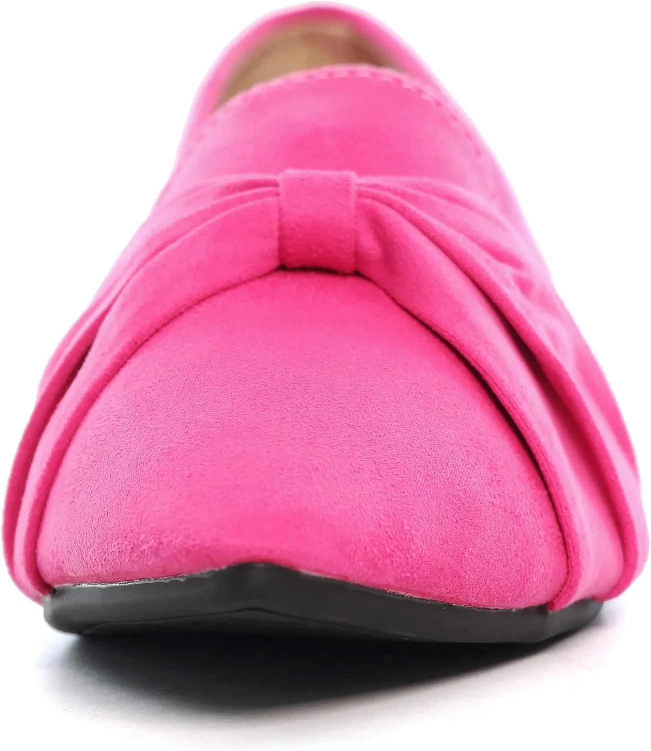 LUXINYU Women's Slip on Flats,Pointed Toe Solid Classic Ballet Dance Shoes Elegant Bow Soft Comfortable Memory Foam Suede Flat Shoes