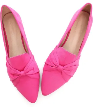 LUXINYU Women's Slip on Flats,Pointed Toe Solid Classic Ballet Dance Shoes Elegant Bow Soft Comfortable Memory Foam Suede Flat Shoes