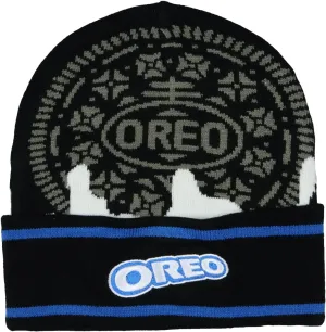 Mad Engine Oreo Dunk Beanie Adult Cookie Embroidered Knit Cuff Beanie Black