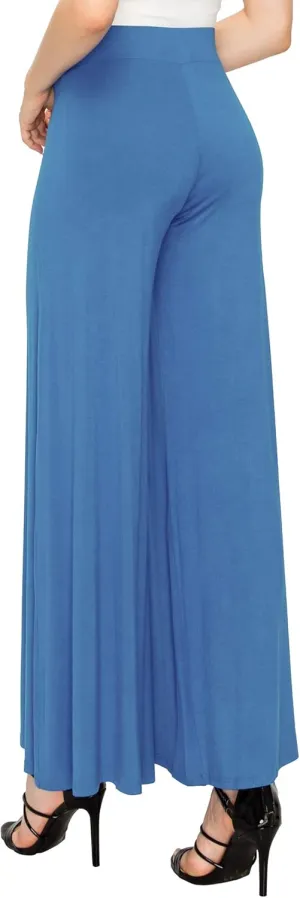 Made By Johnny Women's Solid Casual Comfy Stretchy Wide Leg Palazzo Lounge Pants