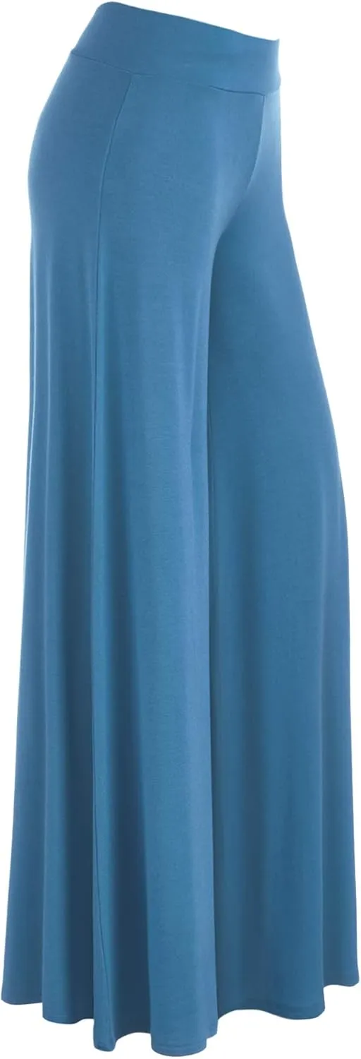 Made By Johnny Women's Solid Casual Comfy Stretchy Wide Leg Palazzo Lounge Pants