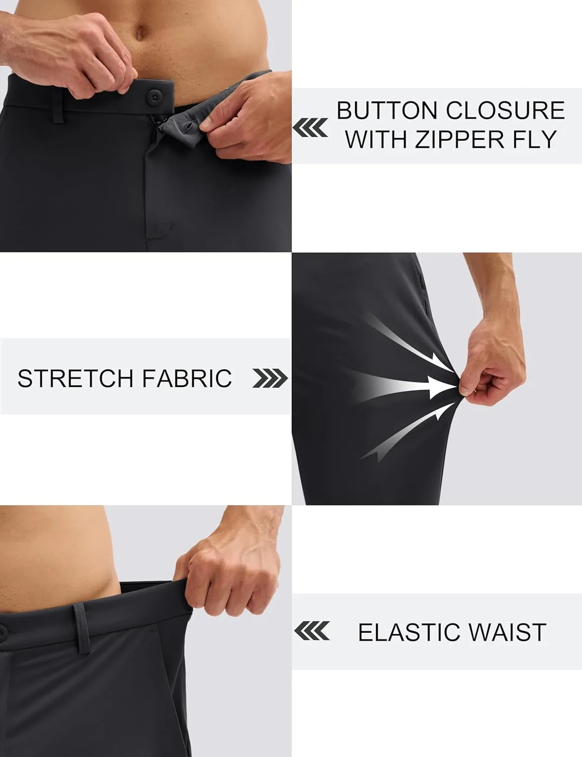 MAGCOMSEN Men's Golf Pants Classic Fit - 30"/32"/34" Stretch Water Resistant Quick Dry Flat Front Dress Pants with 5 Pockets