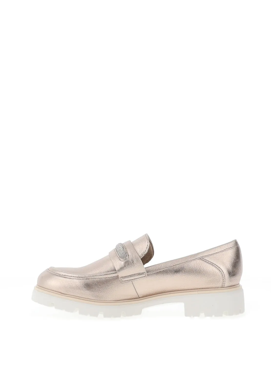 Marco Tozzi Chunky Lug Sole Loafers, Platinum