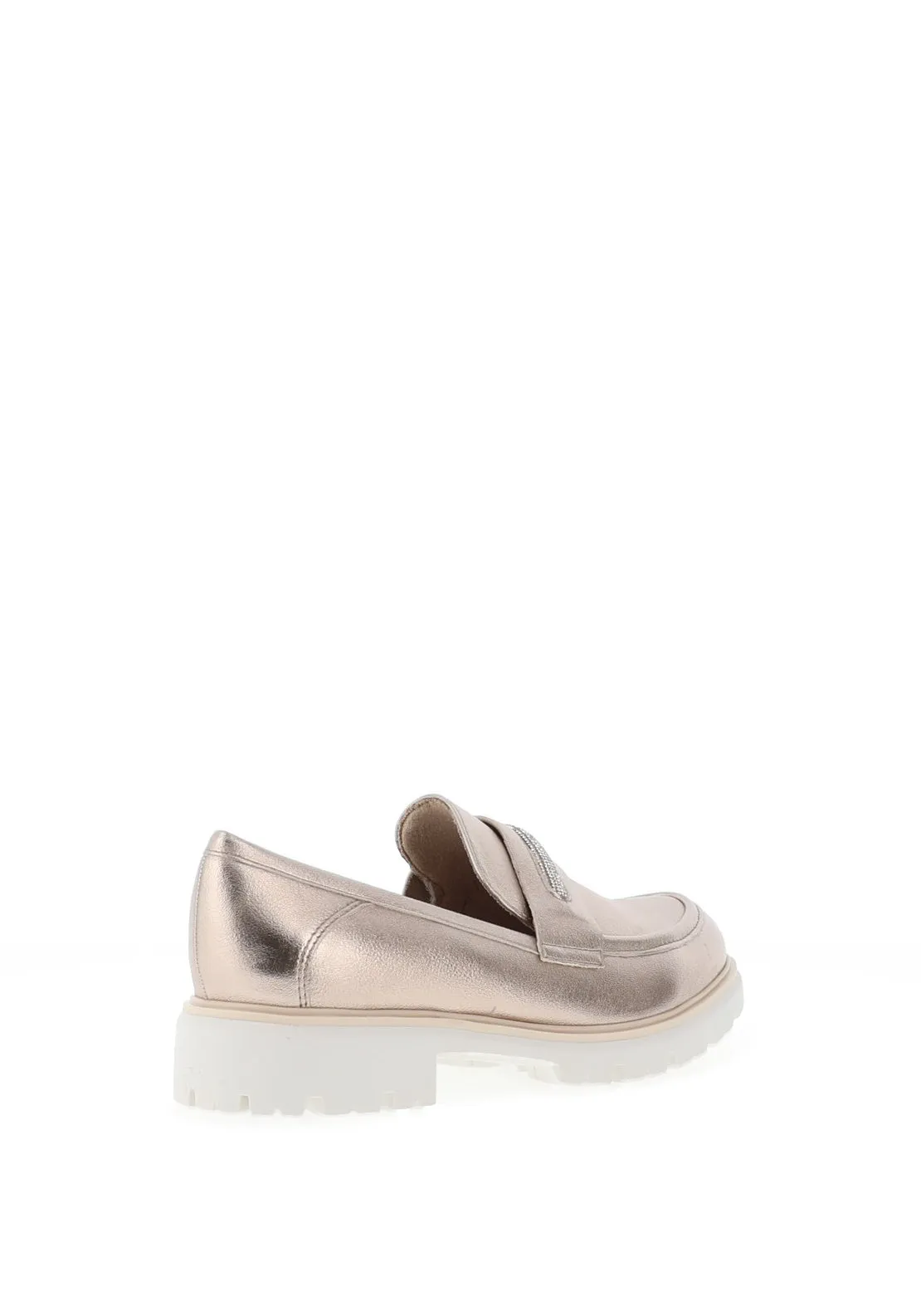 Marco Tozzi Chunky Lug Sole Loafers, Platinum