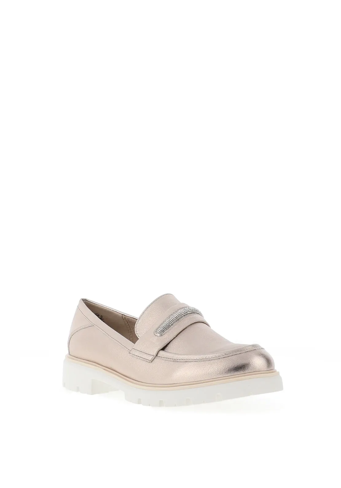 Marco Tozzi Chunky Lug Sole Loafers, Platinum