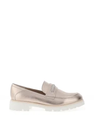 Marco Tozzi Chunky Lug Sole Loafers, Platinum