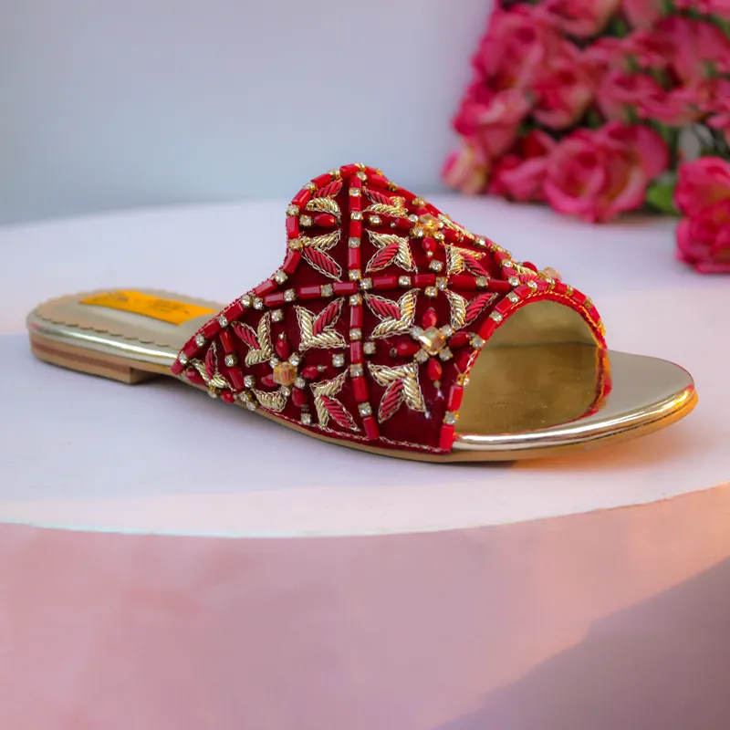 Maroon Fancy Slipper For Women