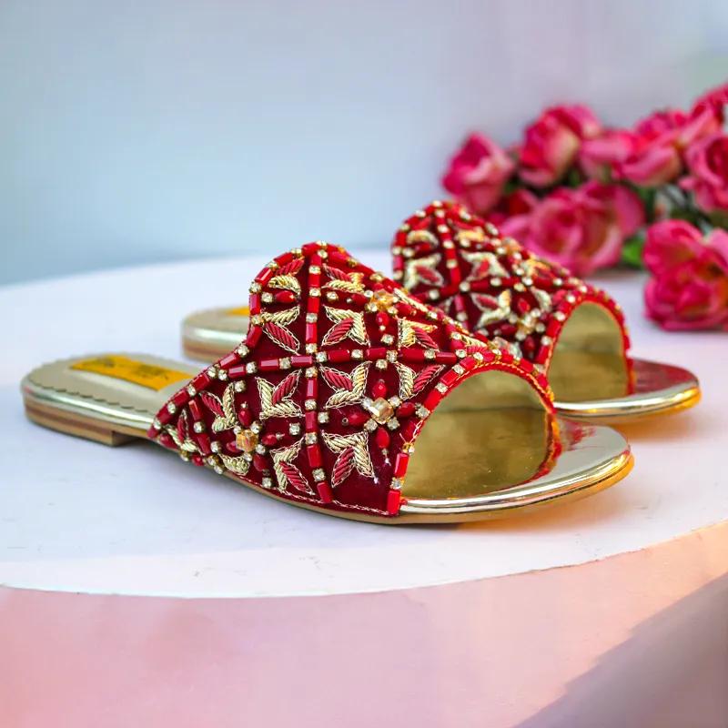 Maroon Fancy Slipper For Women