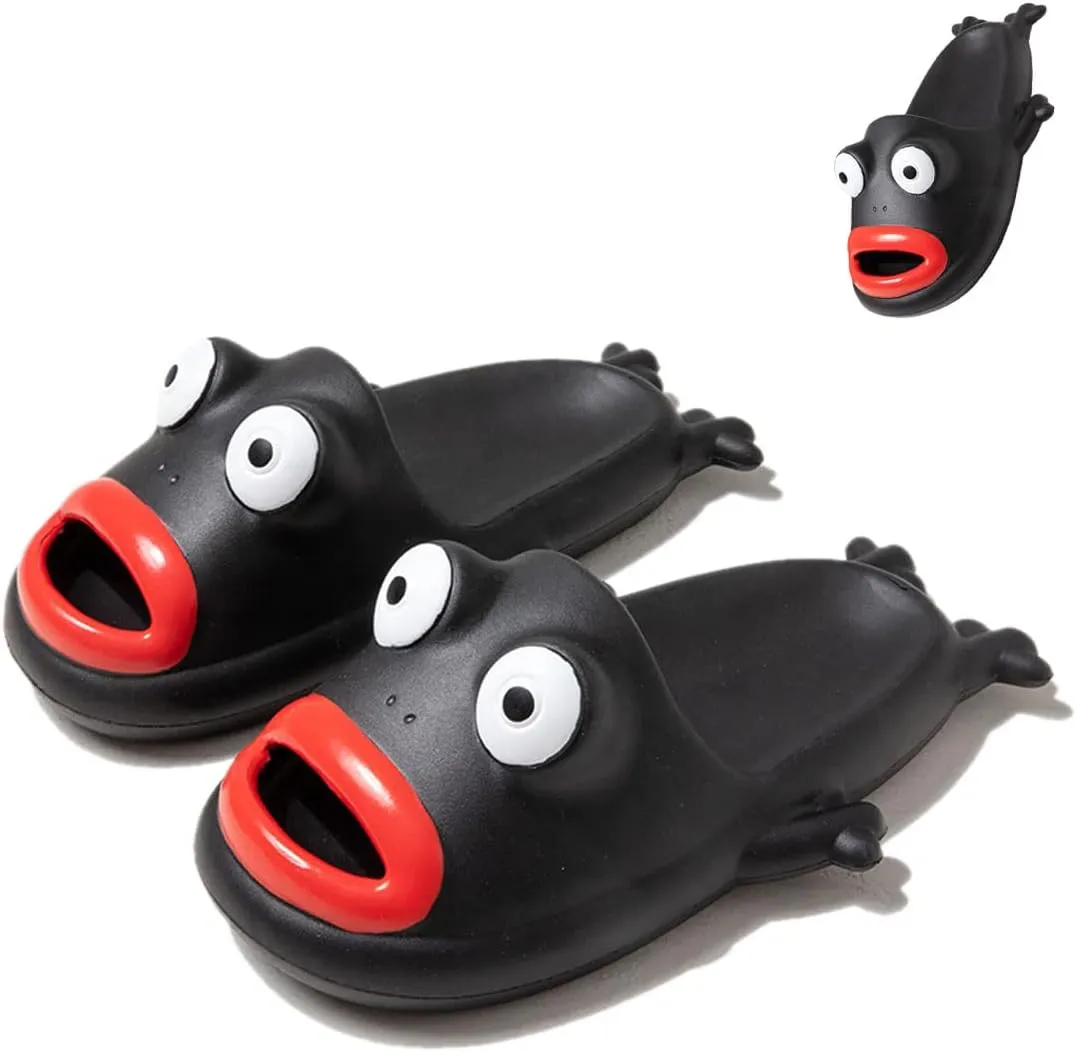 MEADOO Frog Slippers,Frog Flip Flops, Thickness Bath Slipper, Funny Couple Frog Slides, Bass Sandals, Beach & Shower Shoes