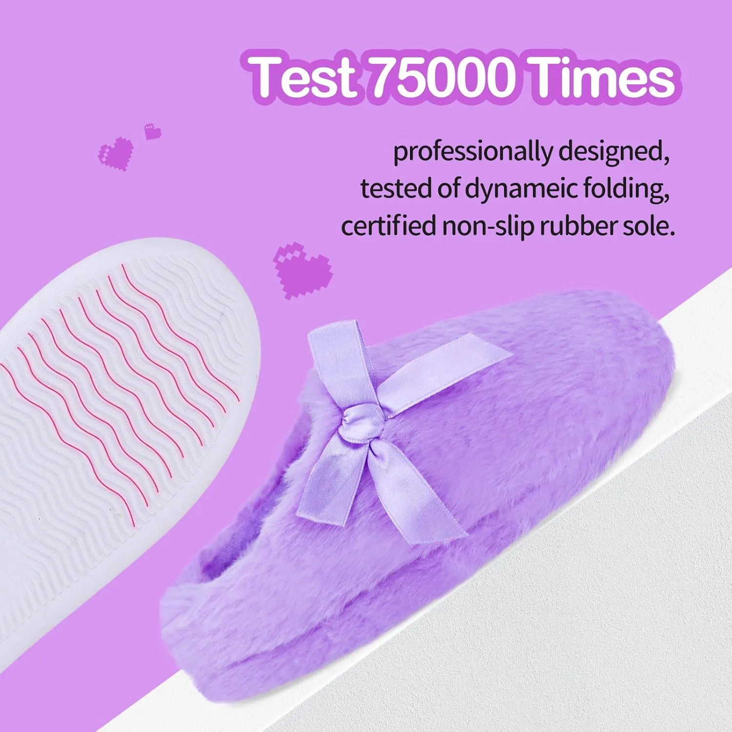 MEJORMEN Girls Fluffy House Slippers Cozy Plush Slip-on House Shoes Kids Warm Bedroom Slippers Memory Foam Slippers for Indoor Outdoor