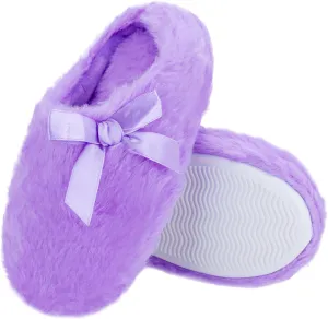 MEJORMEN Girls Fluffy House Slippers Cozy Plush Slip-on House Shoes Kids Warm Bedroom Slippers Memory Foam Slippers for Indoor Outdoor