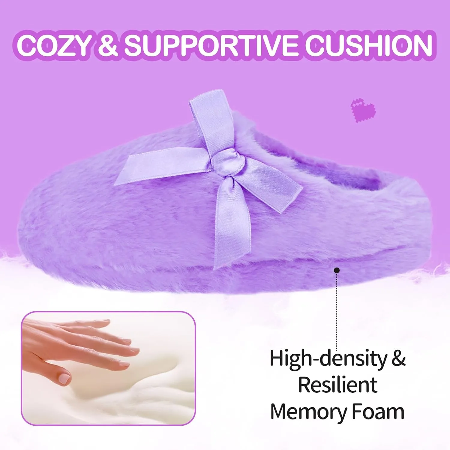 MEJORMEN Girls Fluffy House Slippers Cozy Plush Slip-on House Shoes Kids Warm Bedroom Slippers Memory Foam Slippers for Indoor Outdoor