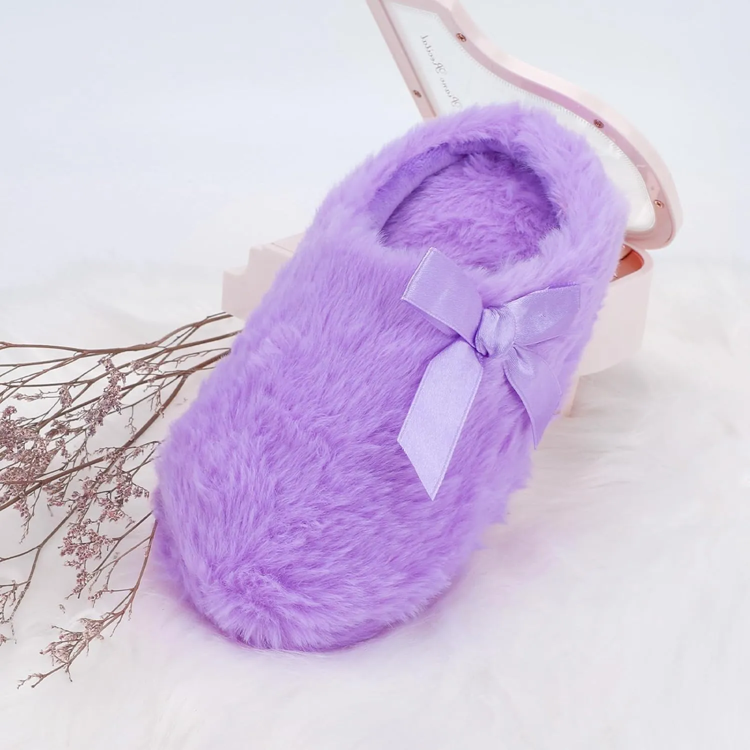 MEJORMEN Girls Fluffy House Slippers Cozy Plush Slip-on House Shoes Kids Warm Bedroom Slippers Memory Foam Slippers for Indoor Outdoor