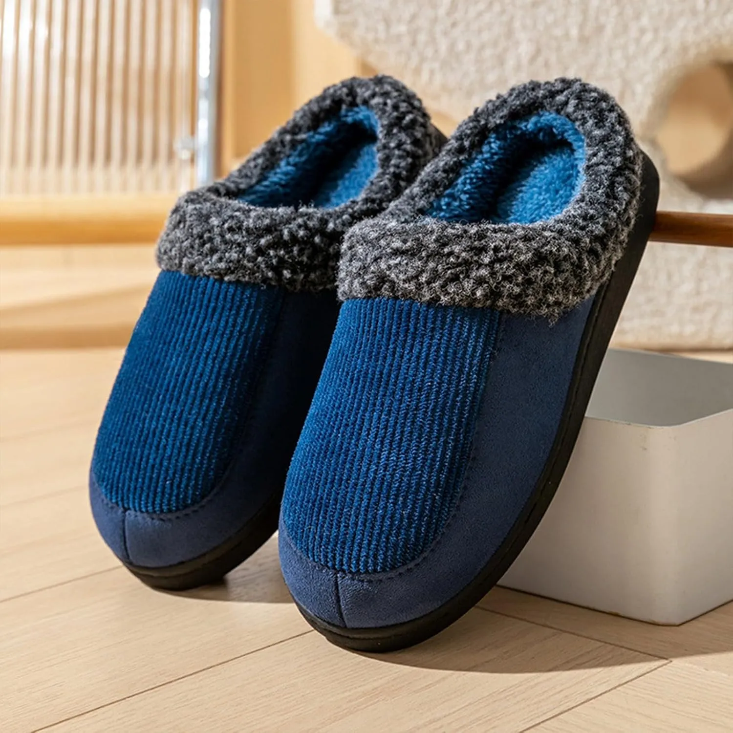 Men House Leather Slippers Non Slip Cotton Linen Indoor and Outdoor Home Slipper Sandals Open Toe Anti Scuffs Slipper