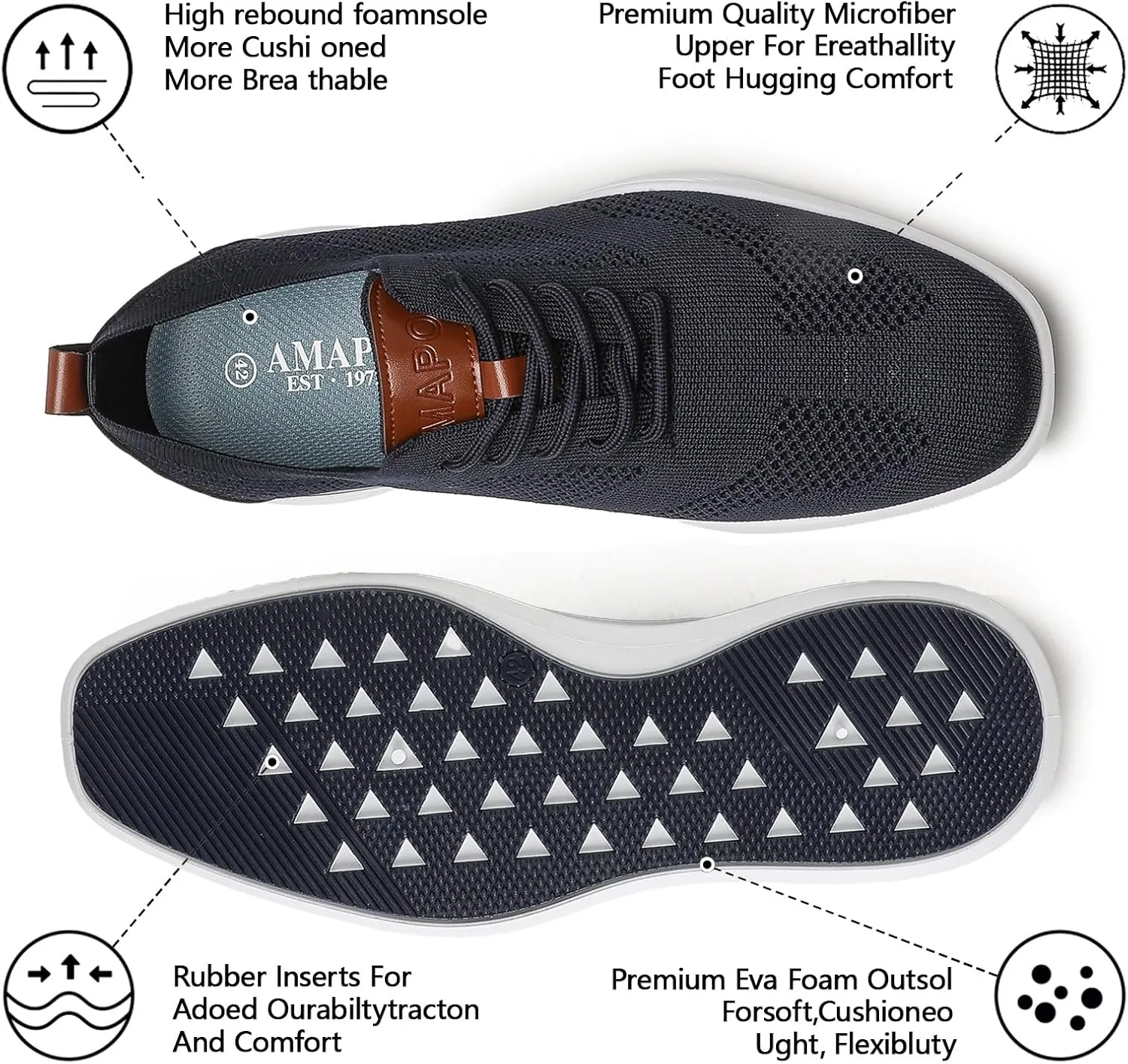 Mens Casual Oxfords Shoes Knit Men's Fashion Dress Sneakers Lightweight Breathable Business Walking Shoes Comfortable Tennis