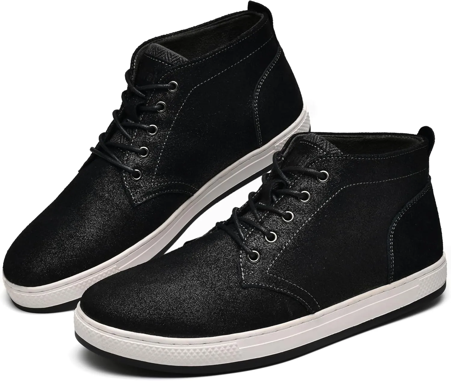 Men's Casual Sneakers Mid Top Fashion Sneaker Lightweight Leather Shoe for Outdoor Walking