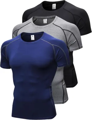 Men's Compression Shirts Short Sleeve Workout Shirt Cool Dry Undershirts Baselayer Sports T Shirts Gym Running Tops