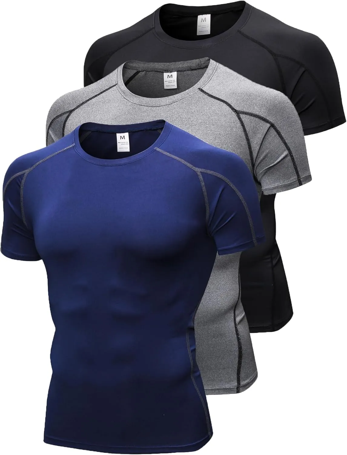 Men's Compression Shirts Short Sleeve Workout Shirt Cool Dry Undershirts Baselayer Sports T Shirts Gym Running Tops
