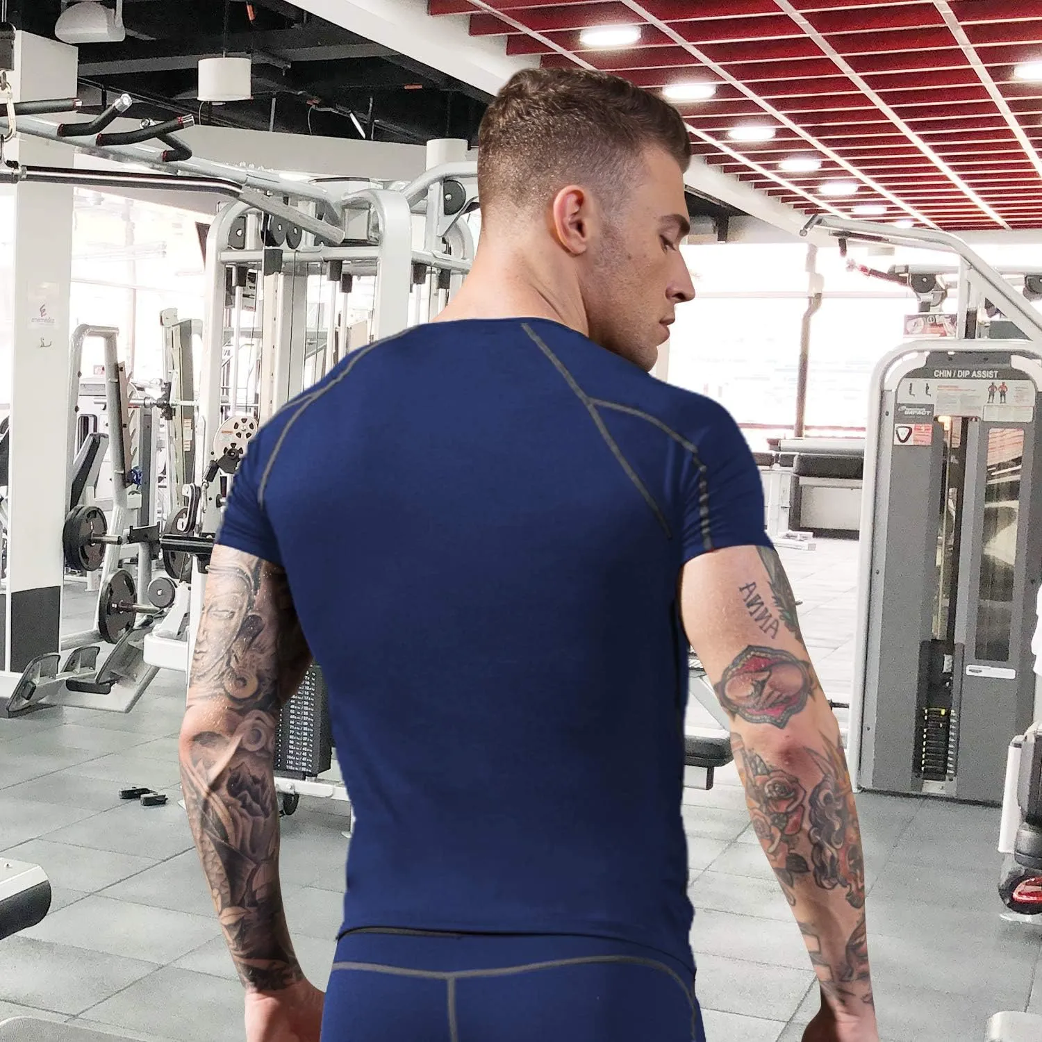 Men's Compression Shirts Short Sleeve Workout Shirt Cool Dry Undershirts Baselayer Sports T Shirts Gym Running Tops