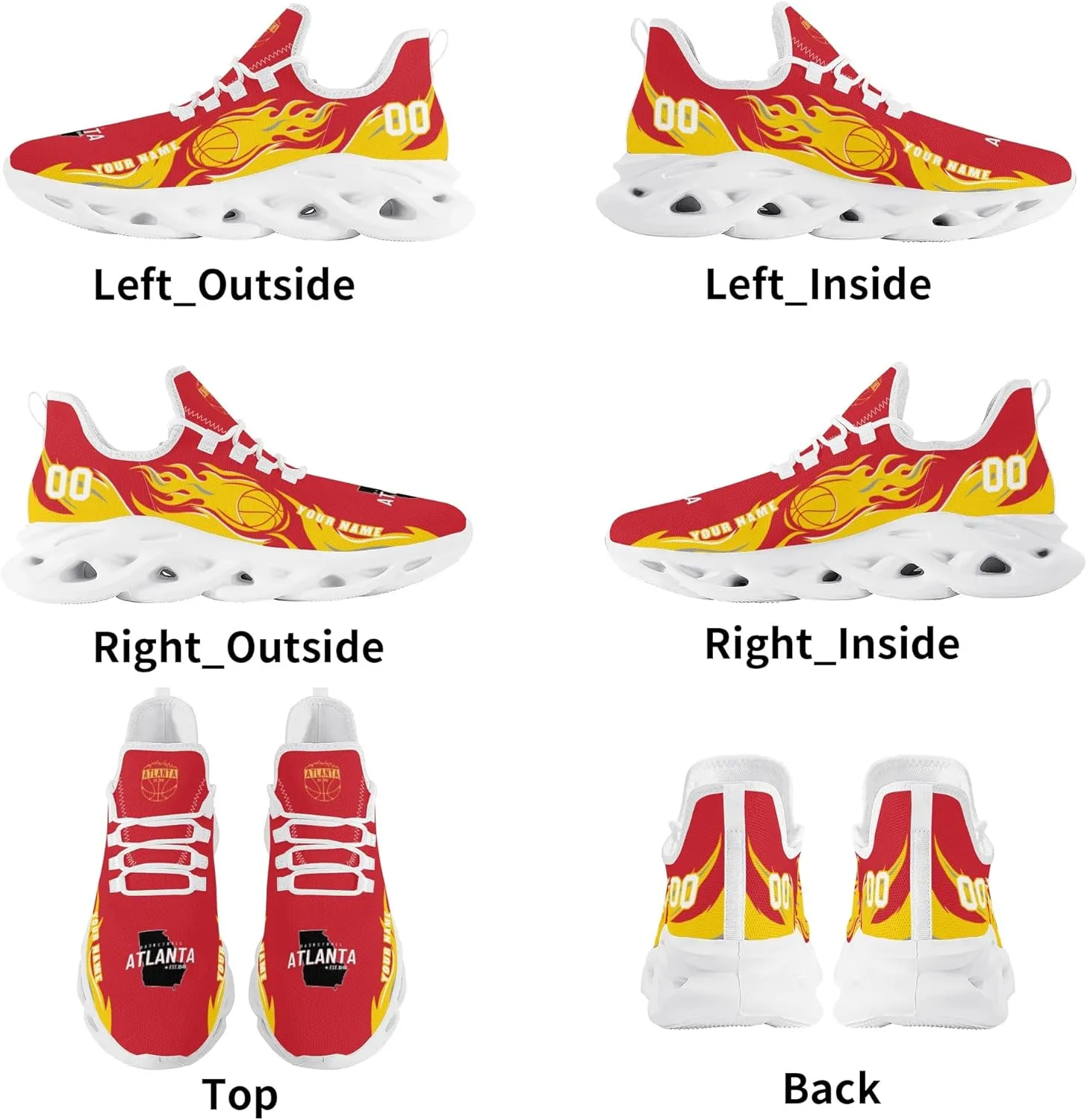 Men's Custom Basketball Flex Control Sneakers Personalized Breathable Fan Gift Name Number Workout Athletic Gym Slip-on Shoes