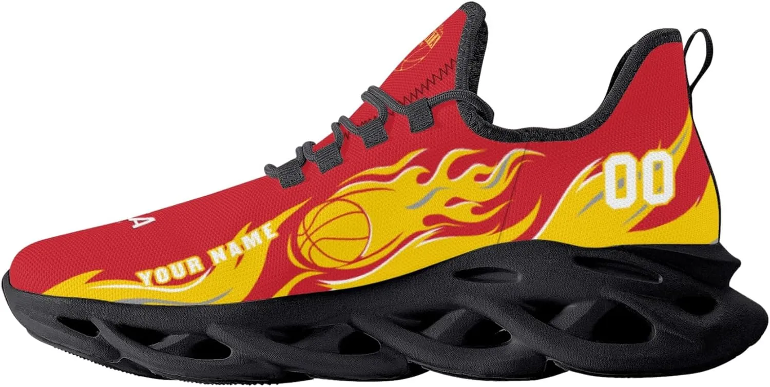 Men's Custom Basketball Flex Control Sneakers Personalized Breathable Fan Gift Name Number Workout Athletic Gym Slip-on Shoes