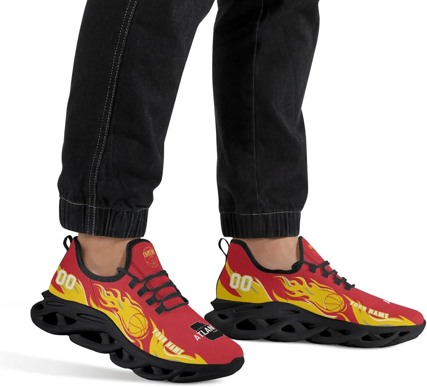 Men's Custom Basketball Flex Control Sneakers Personalized Breathable Fan Gift Name Number Workout Athletic Gym Slip-on Shoes