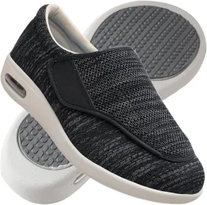 Men's Diabetic Shoes Wide Width Shoes with Adjust Closure Shoes for Elderly Diabetic Pain Relief Swollen Feet Mens Walking Shoes Slip-on Trainers