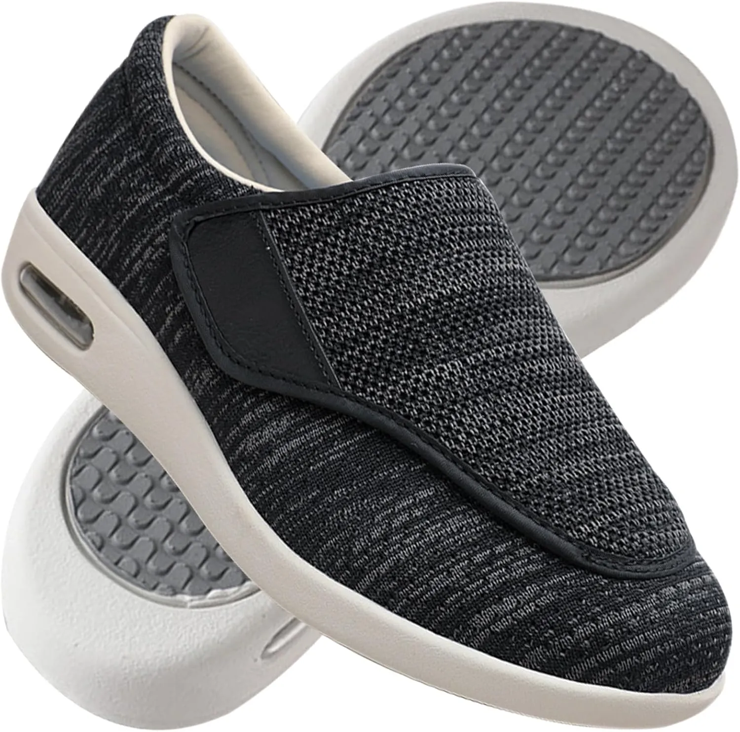 Men's Diabetic Shoes Wide Width Shoes with Adjust Closure Shoes for Elderly Diabetic Pain Relief Swollen Feet Mens Walking Shoes Slip-on Trainers