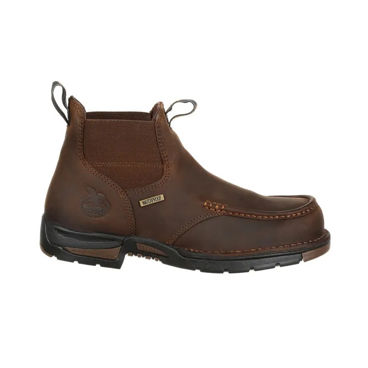 Men's Georgia Boot Athens Brown, WP, SR, Chelsea Soft Toe Boot