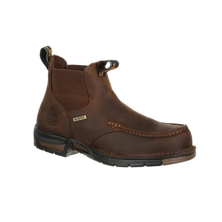 Men's Georgia Boot Athens Brown, WP, SR, Chelsea Soft Toe Boot