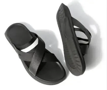 MEN'S LEATHER FLAT COMFORTABLE SLIPPERS